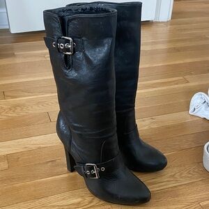 Black Leather mid-shin 3” Boots